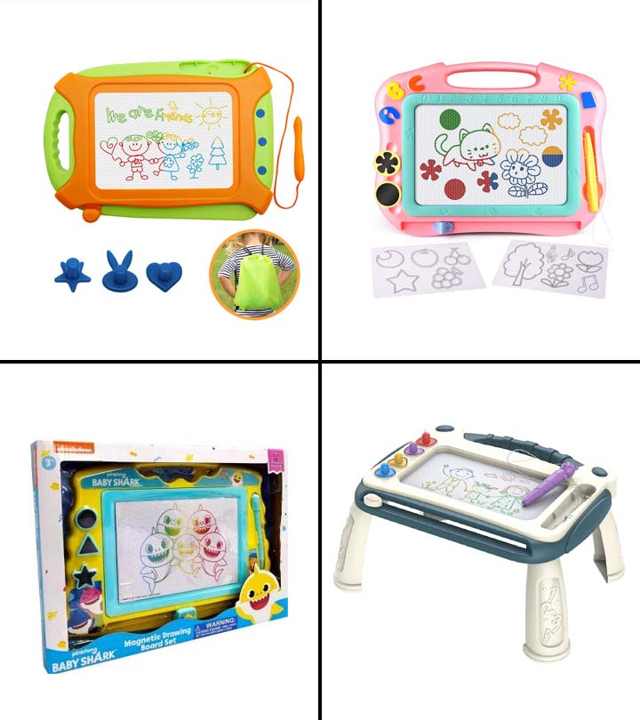 15.75" Erasable Colorful Magnetic Drawing Board&5 Shape Stamps&Lovely Sticker 