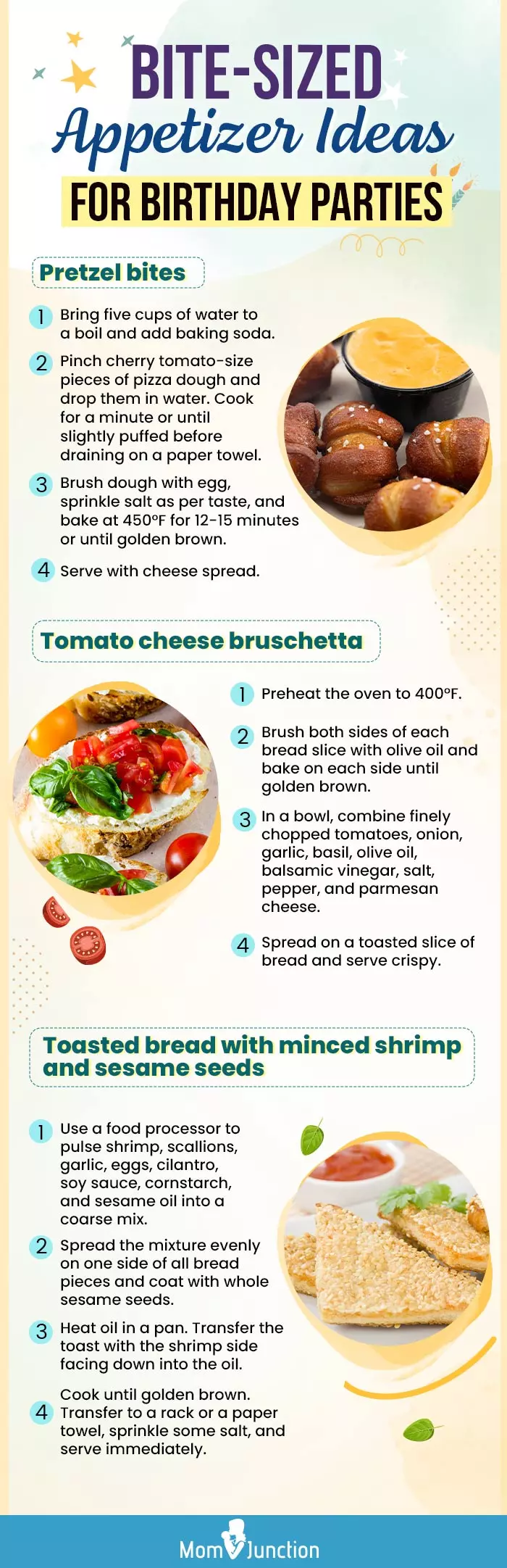 bite sized appetizer ideas for birthday parties (infographic)