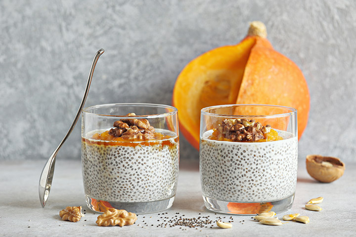 Coconut, pumpkin, and chia seeds pudding low carb recipes for kids