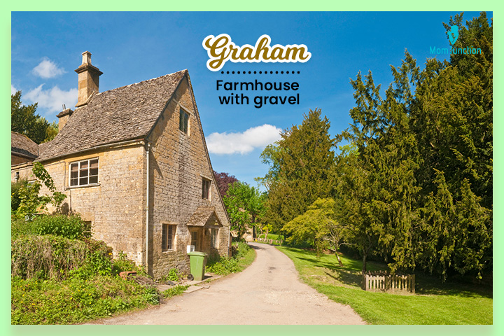 Graham means a farmhouse with gravel