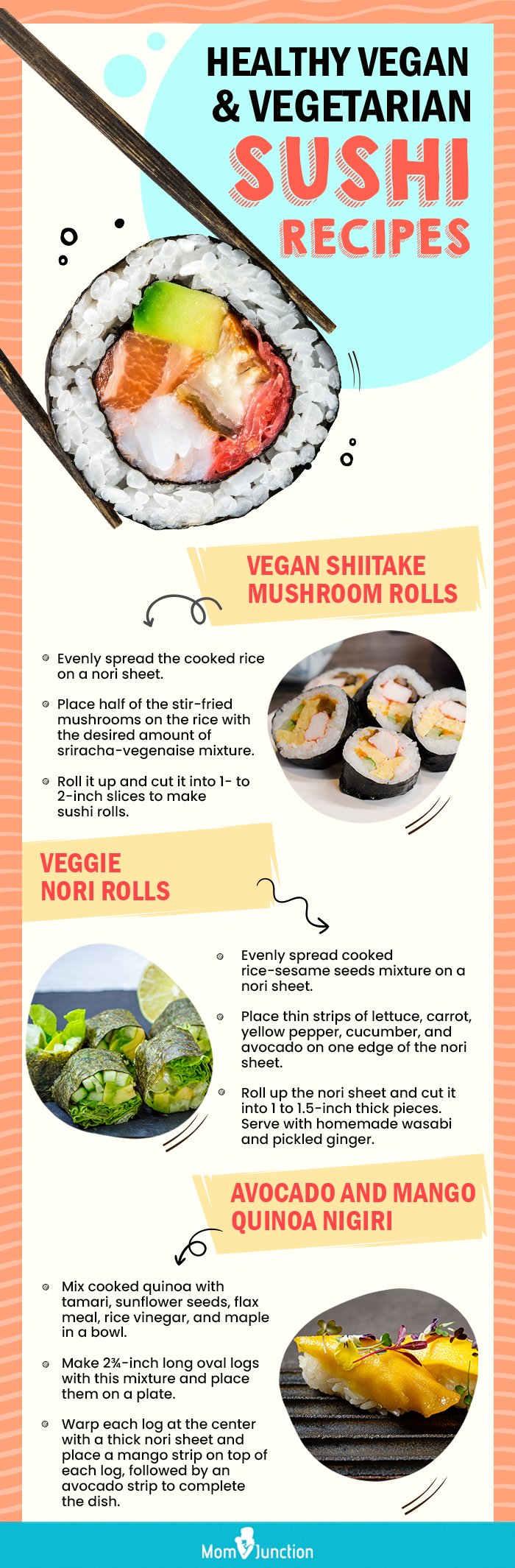 healthy vegan and vegetarian sushi recipes [infographic]