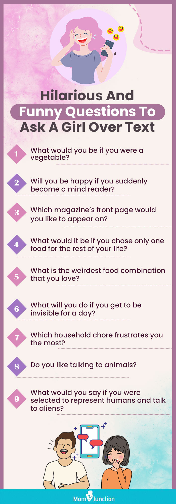 hilarious and funny questions to ask a girl over text (infographic)