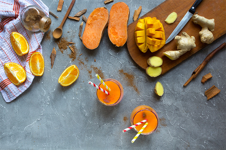 Mango and sweet potato smoothie for toddlers
