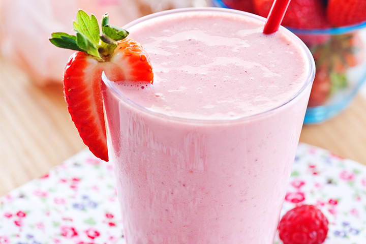 Pink smoothie for toddlers