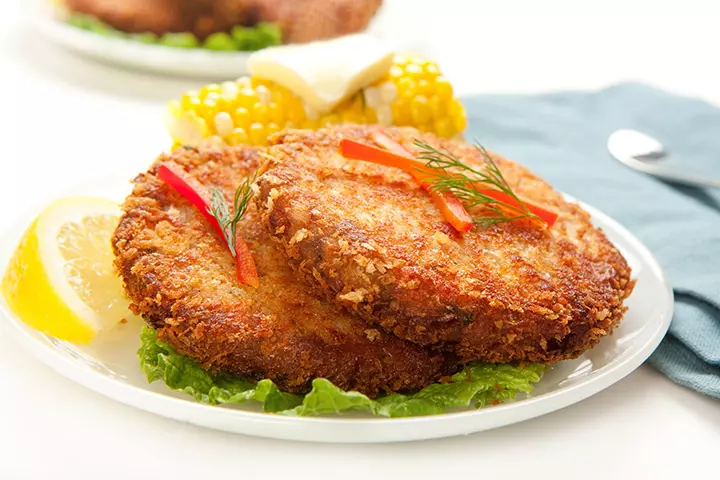 Salmon, rice, and corn cake recipe for kids