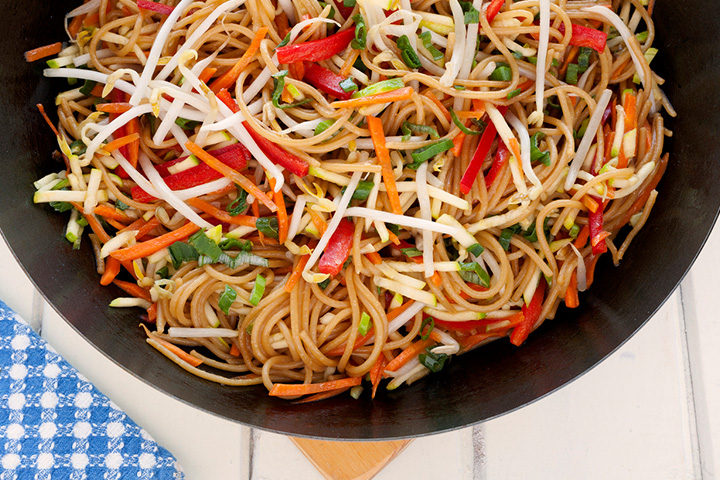 Vegetable chow mein hot lunch ideas for kids