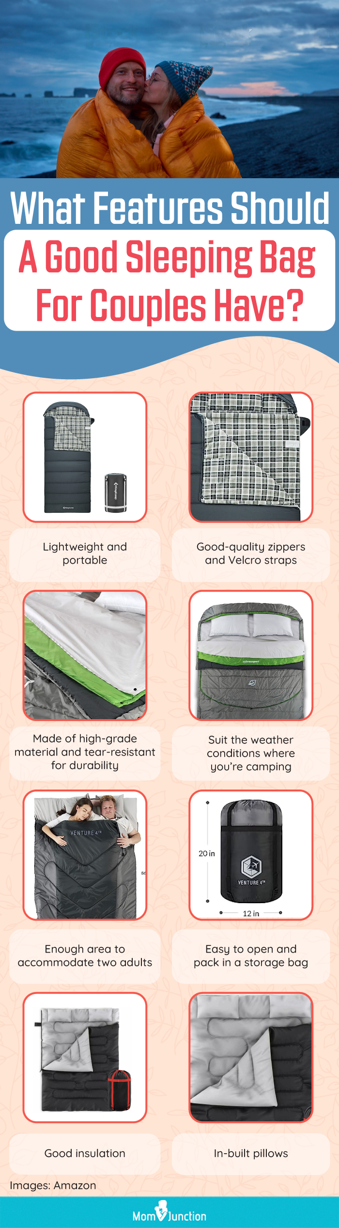 What Features Should A Good Sleeping Bag For Couples Have (infographic)