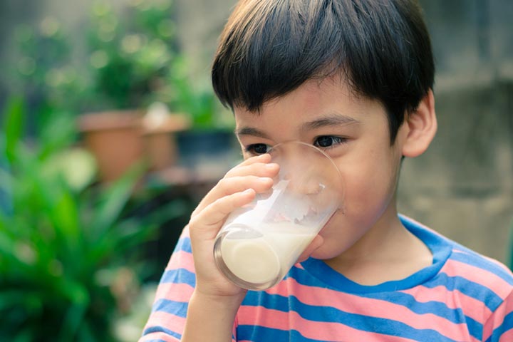 Mix Metamucil in cool milk and serve immediately to the child 
