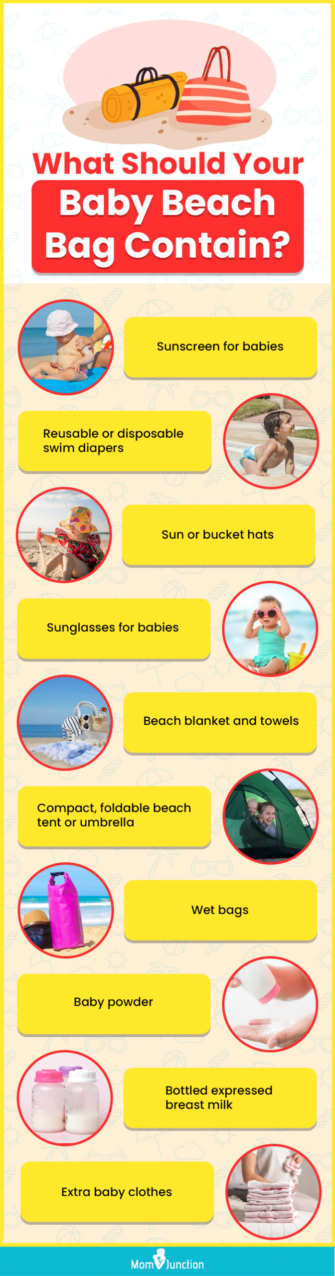 What Should Your Baby Beach Bag Contain (infographic)