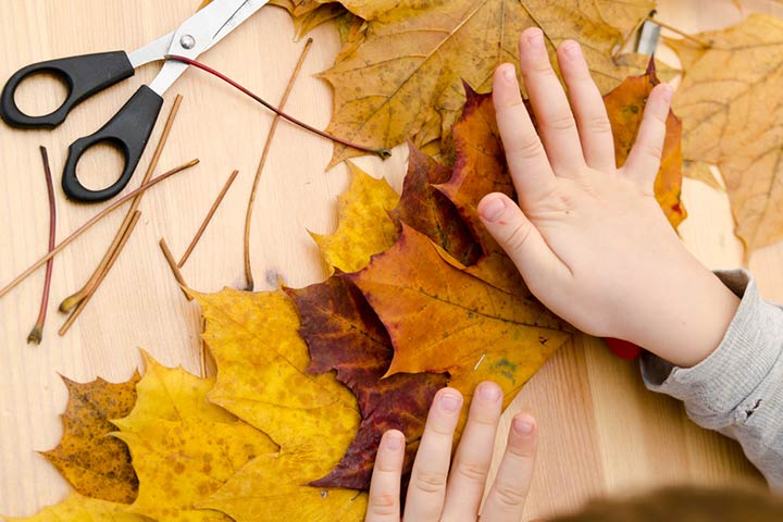 Fall leaf threading activity for toddlers