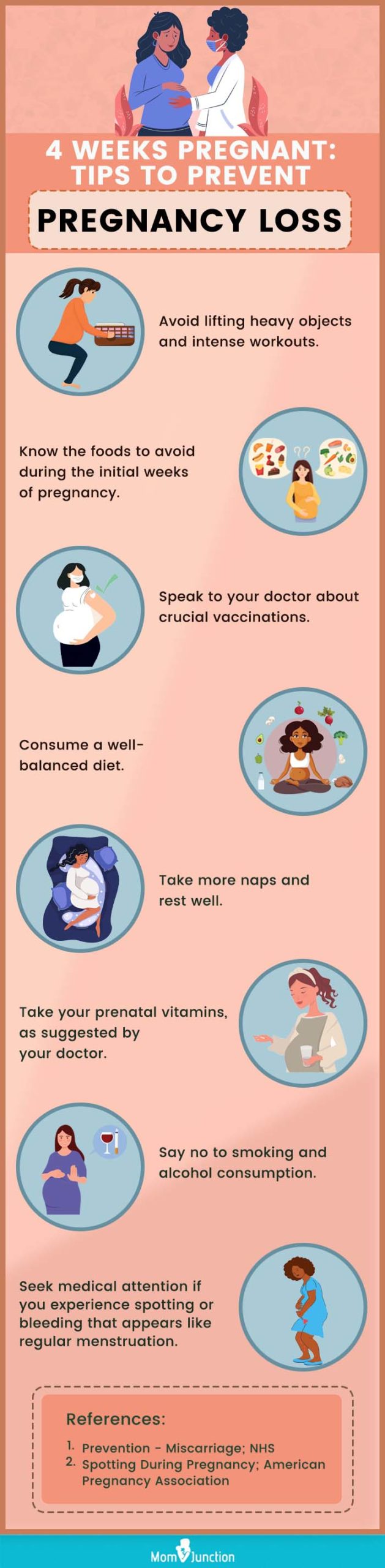 tips to reduce miscarriage risk at four weeks pregnant (infographic)
