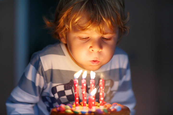 Blowing candles as breathing exercises for kids