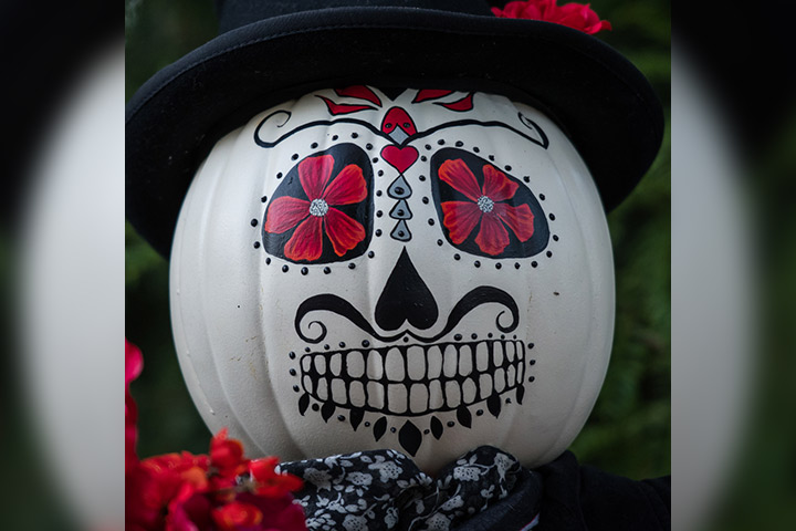 Day of the Dead painted pumpkin face