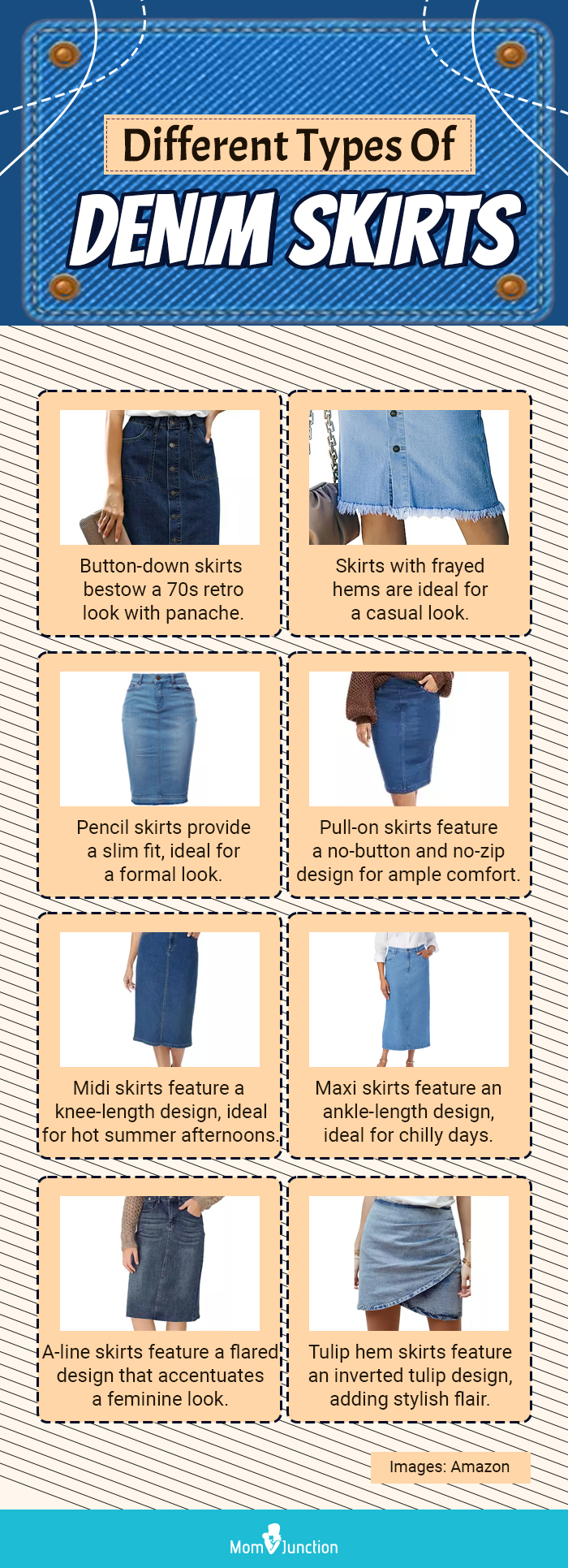 Different Types Of Denim Skirts (infographic)