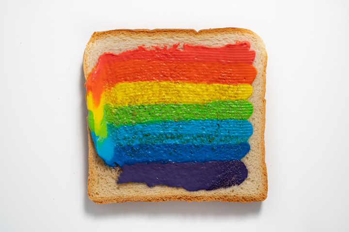 Food color and sugar paste rainbow