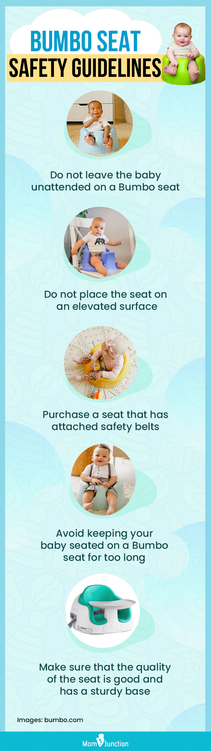 bumbo seat safety guidelines for babies (infographic)
