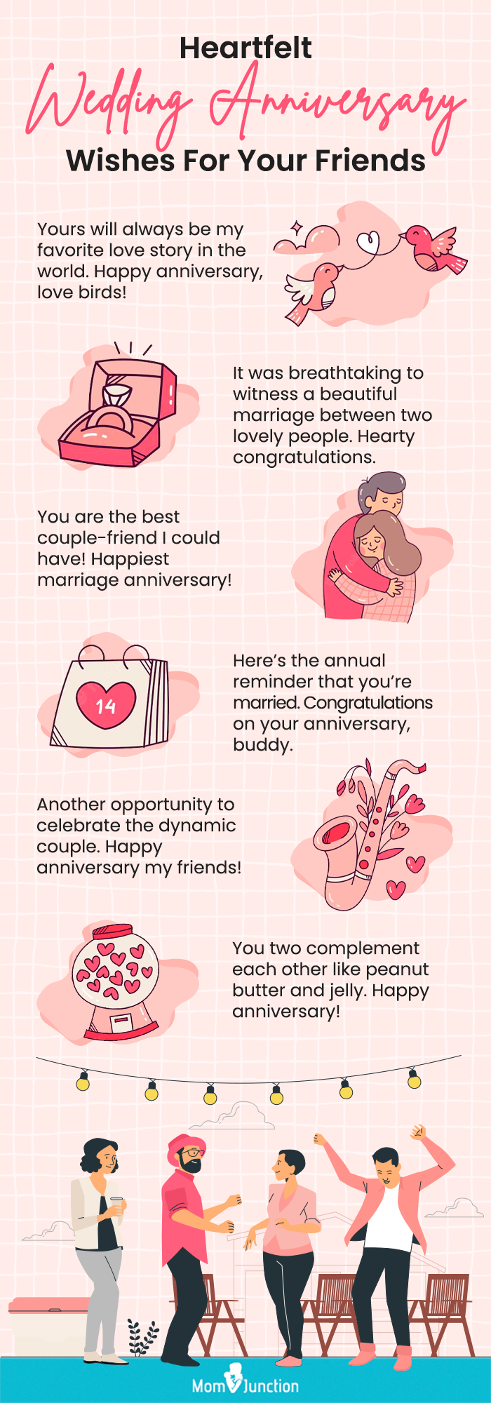 heartfelt wedding anniversary wishes for your friends (infographic)