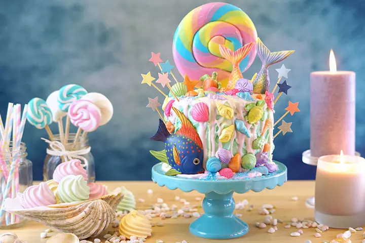 Mermaid theme cake smash