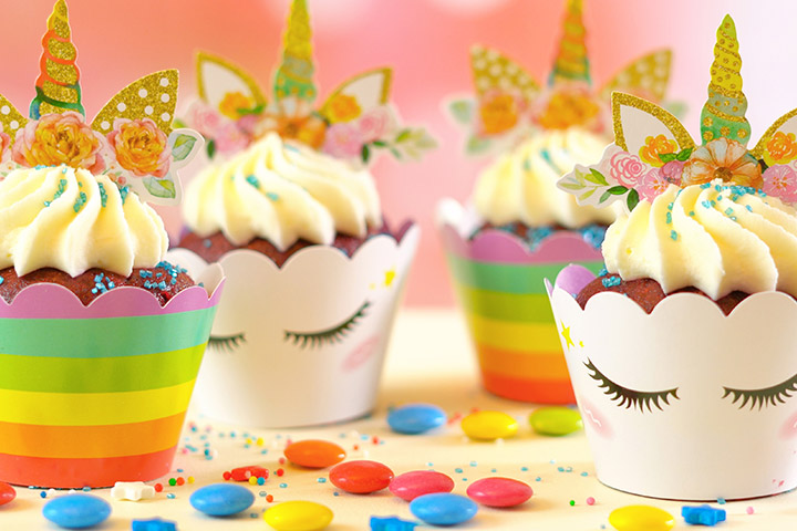 Rainbow and unicorn cupcake