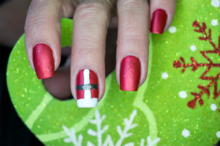 Santa suit nail art