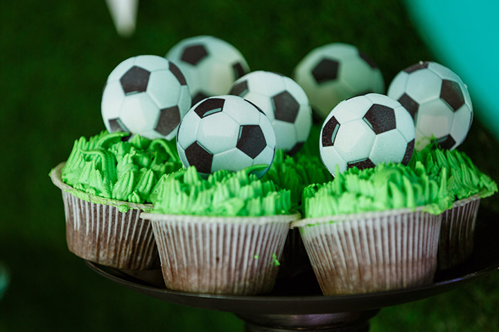Soccer ball baby shower cupcake ideas