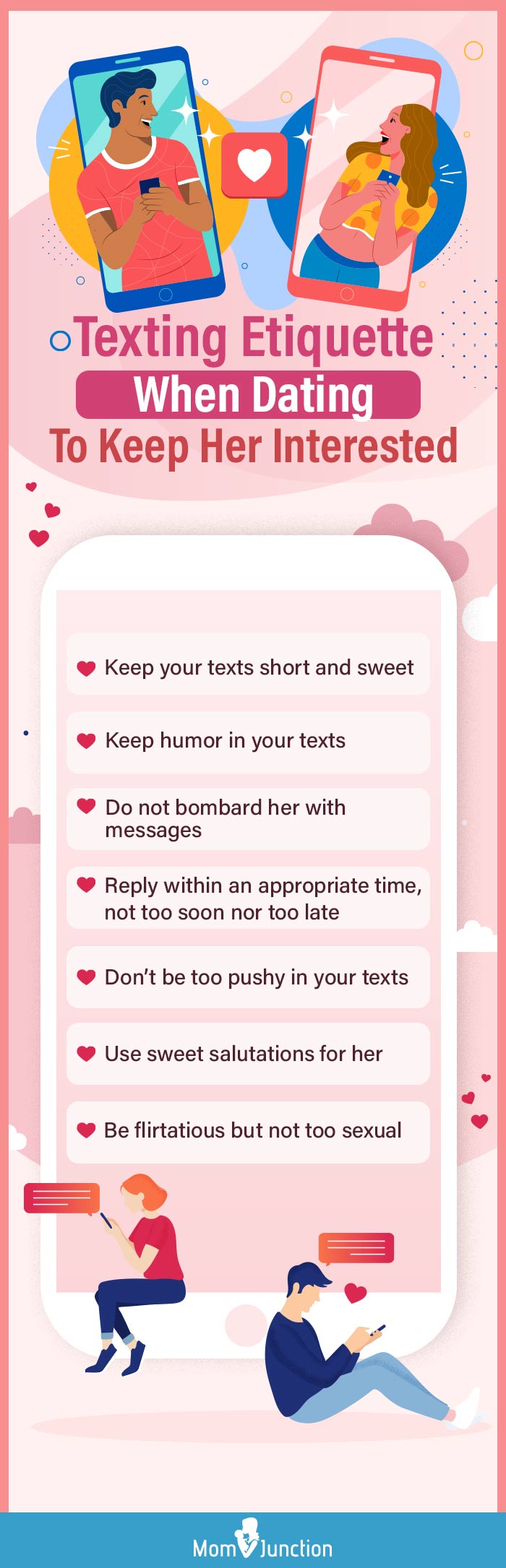 texting etiquettes when dating to keep her interested (infographic)