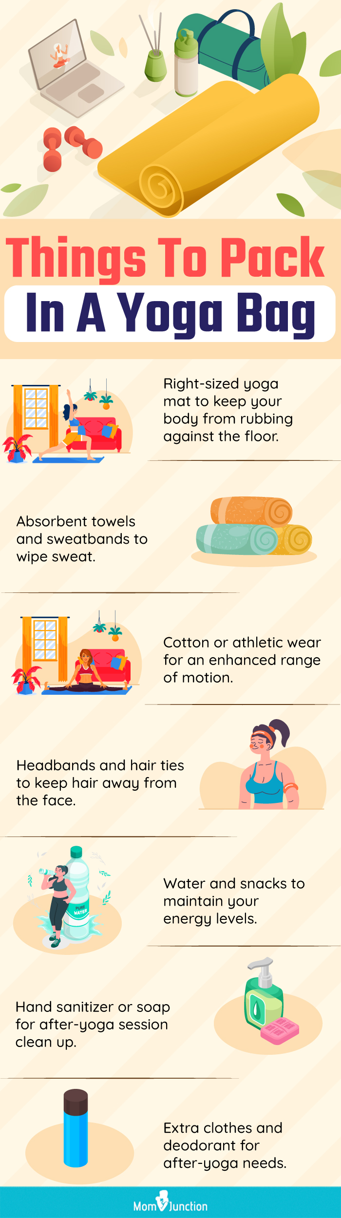 Things To Pack In A Yoga Bag (infographic)