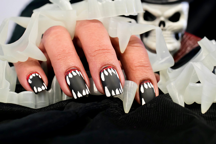 Vampire's teeth nail art