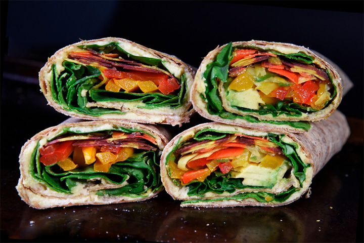 Hummus and veggie wrap-up healthy snacks for kids
