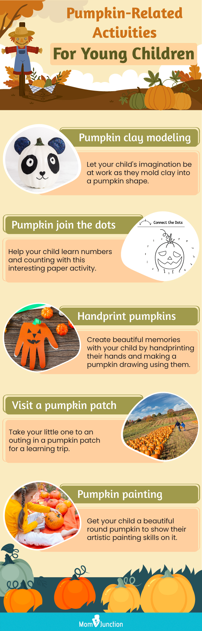 pumpkin related activities for young children (infographic)