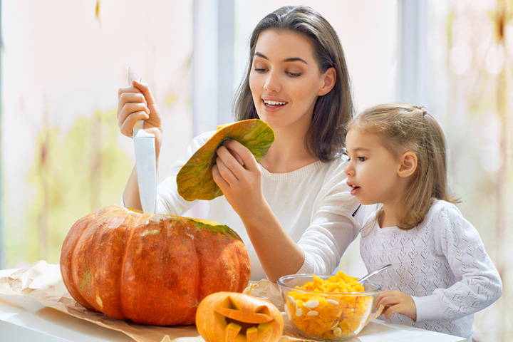 Pumpkin cleaning activity for kids