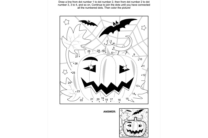 Joining dots pumpkin activity for kids