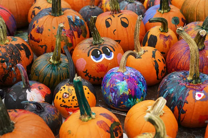 Pumpkin painting activity for kids