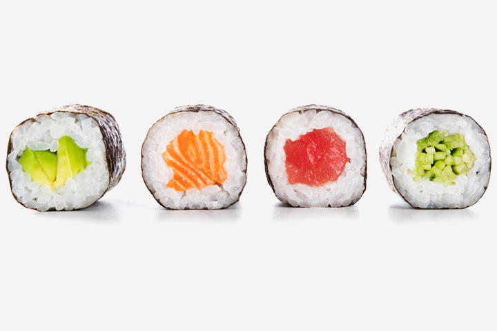 Smoked vegetable sushi rolls