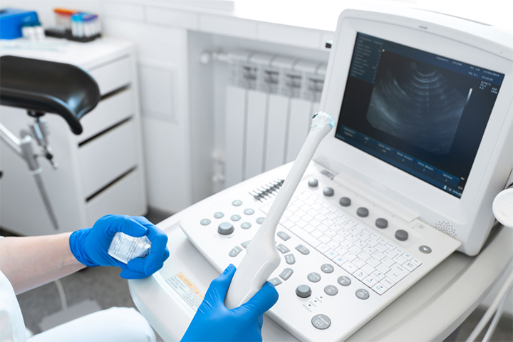 A transvaginal ultrasound can help diagnose an abnormally thick endometrium.