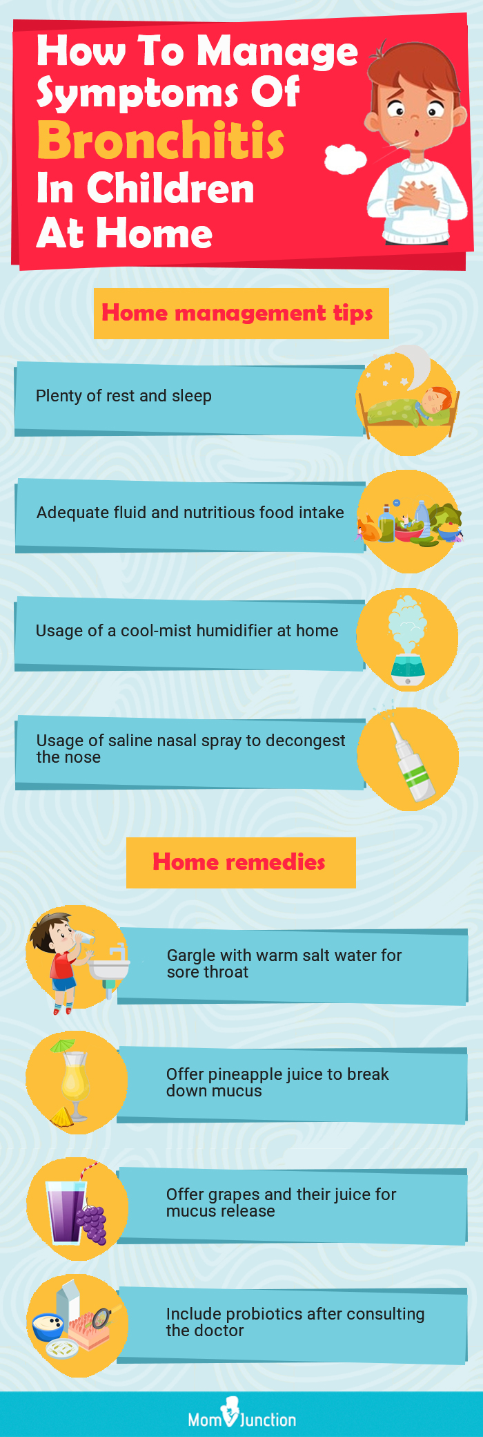 how to manage symptoms of bronchitis in children at home (infographic)