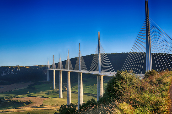 The Millau Viaduct in France stands at a height of over 1,000 feet.