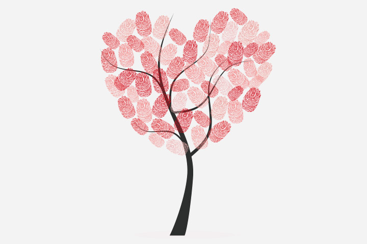 Fingerprint Heart Tree Craft