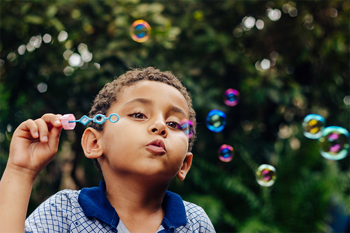For younger children, try blowing bubbles