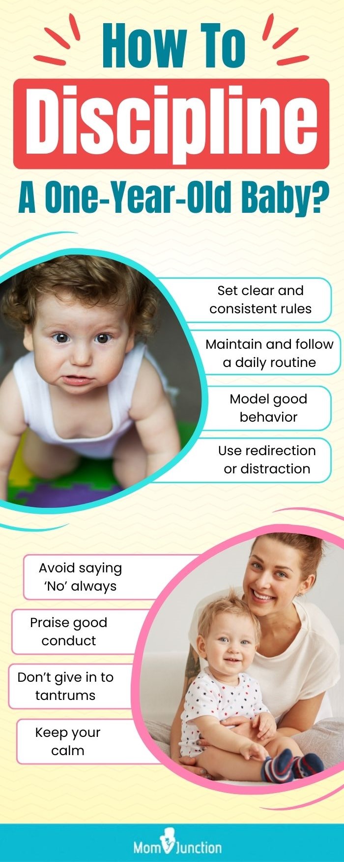 how to discipline a one year old baby (infographic)
