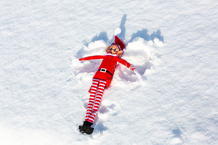 The Elf on the Shelf makes snow angels