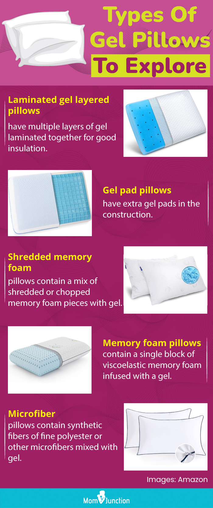 Types Of Gel Pillows To Explore (infographic)