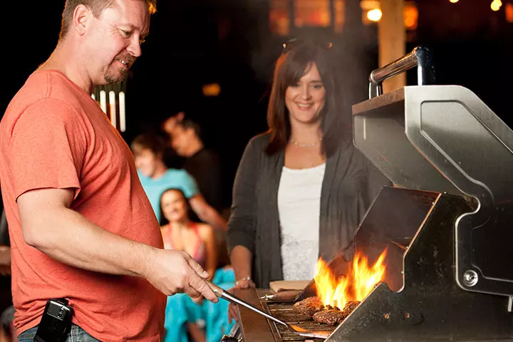 Couple enjoying a barbeque