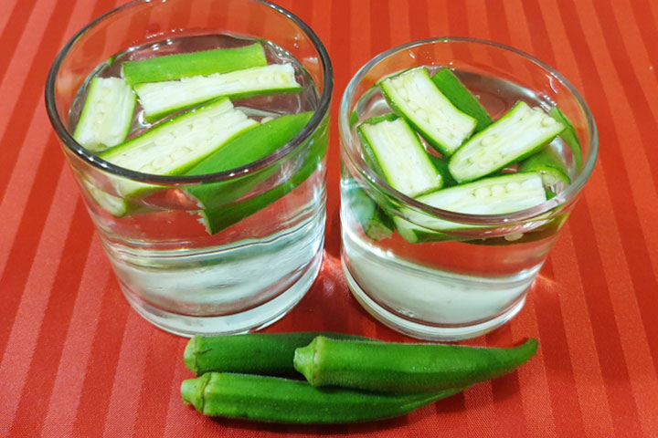 Crush and soak okra in a glass of water