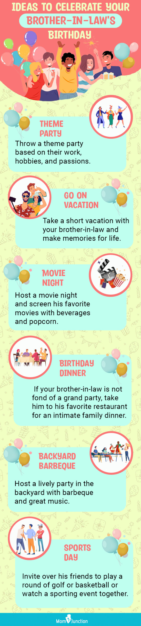 birthday celebration ideas for brother-in-law (infographic)