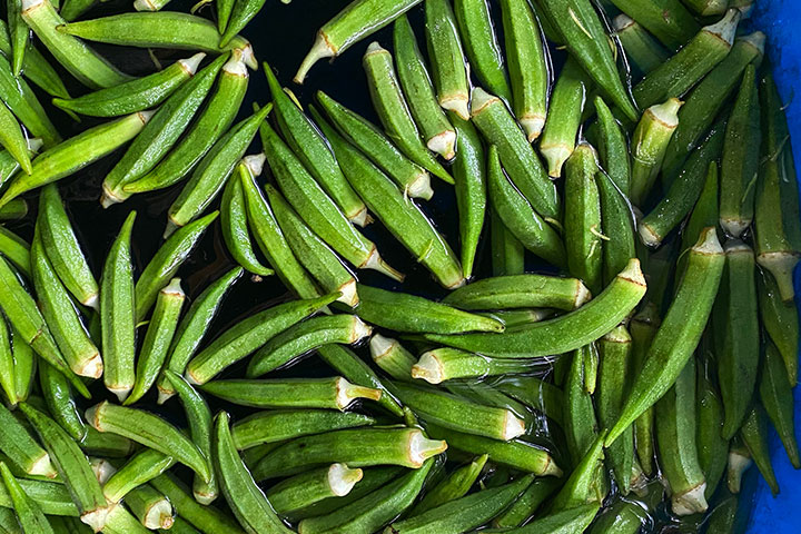 Rinse okra thoroughly before cooking it