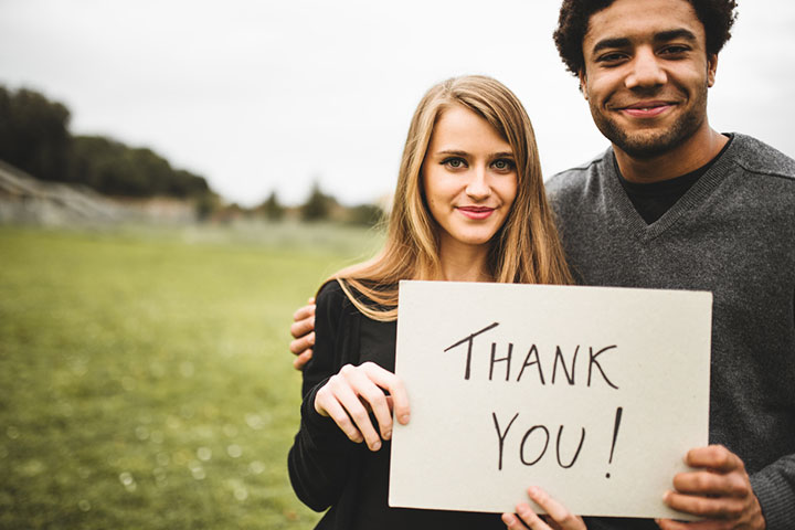 Say thank you in response to compliments