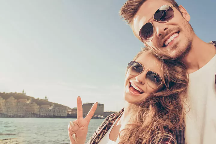 Selfie of a couple smiling