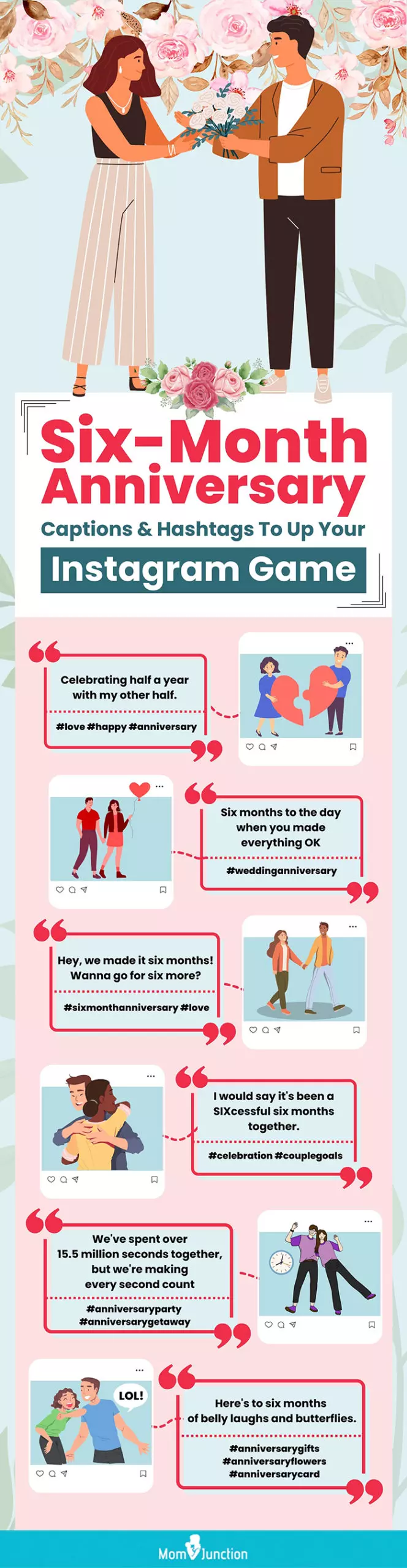 instagram caption for six-month anniversary (infographic)