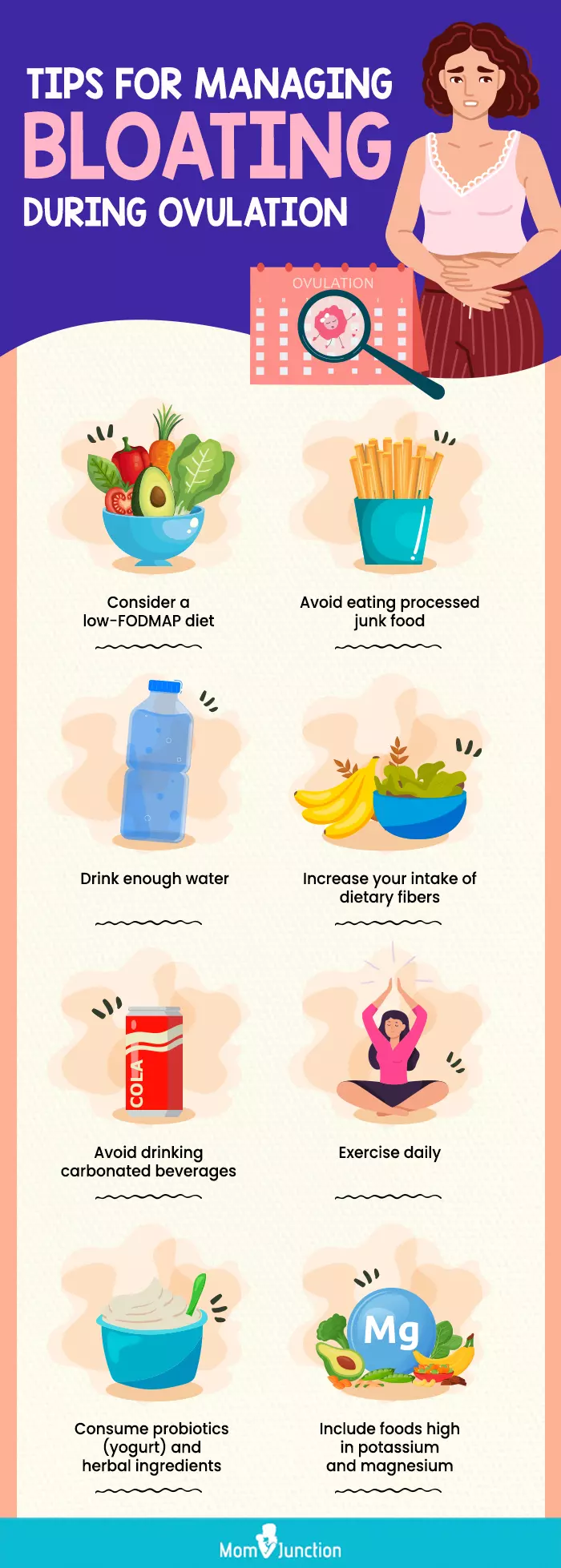 tips for managing bloating during ovulation (infographic)